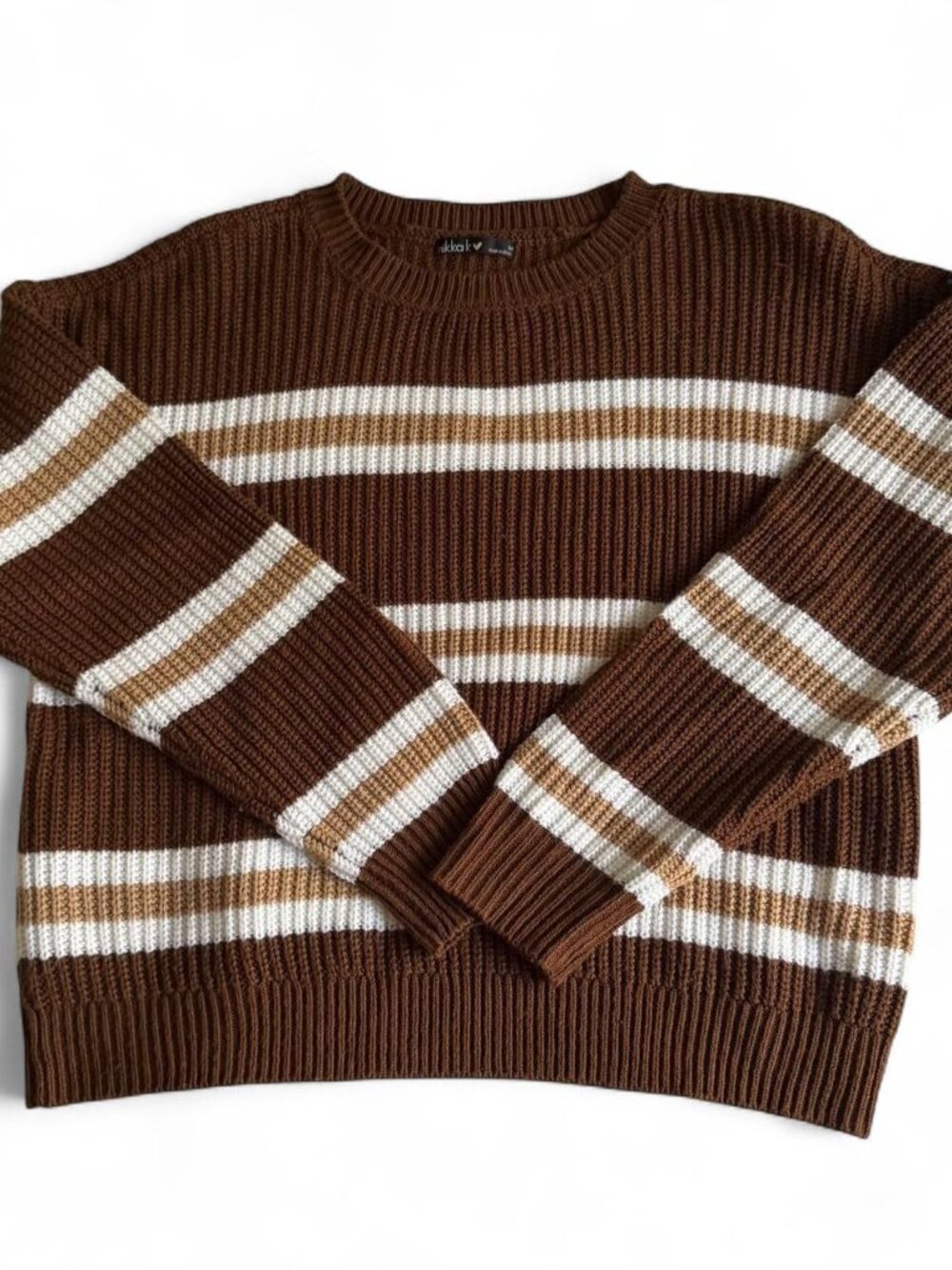 Nikka K Brown Striped Knit Sweater
